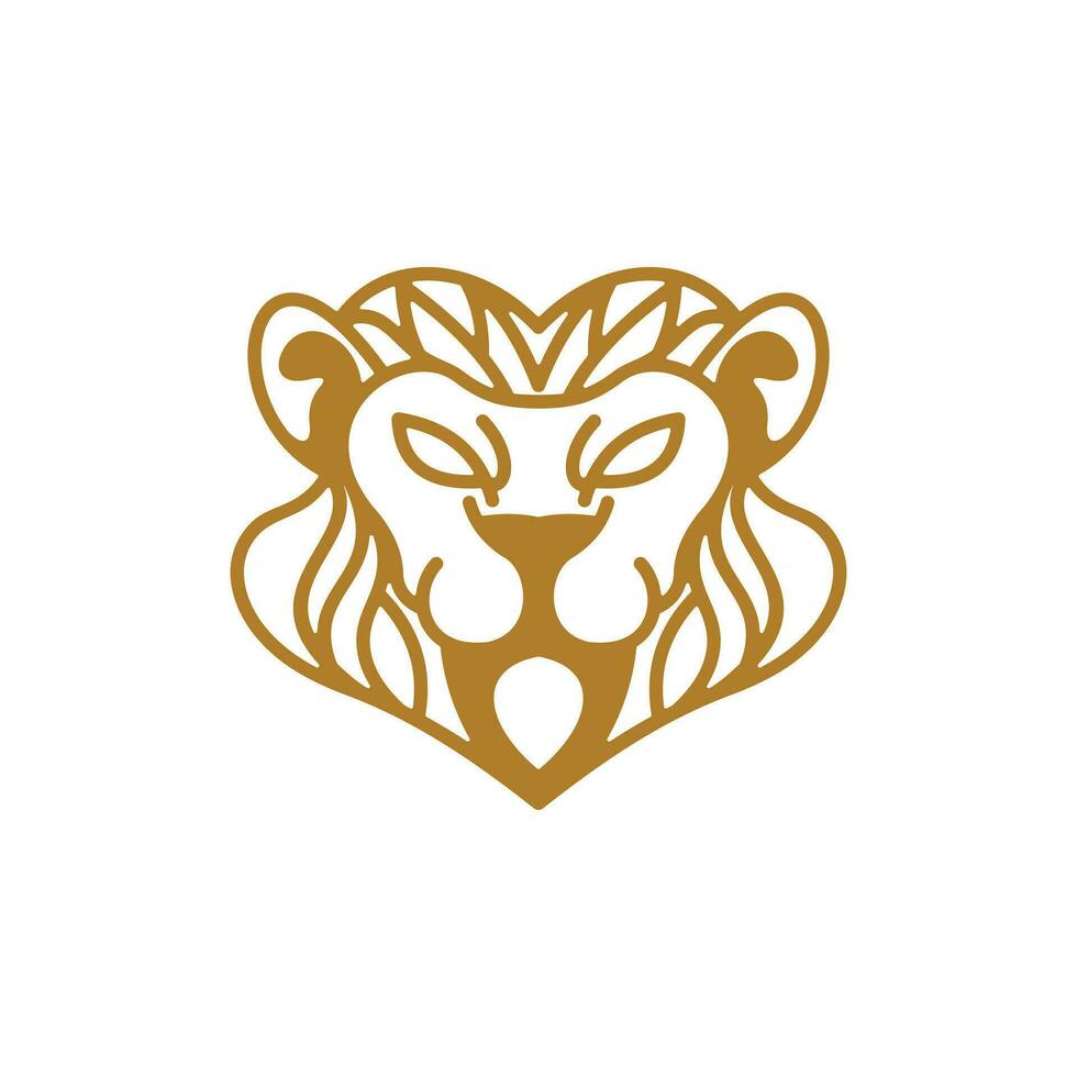 djur- lejon huvud linje logotyp, vektor mall illustration design