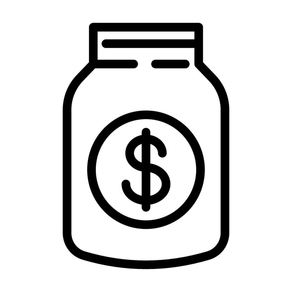 vektor pengar mynt i glas burk ikon. spara pengar linje ikon. donation och besparingar begrepp. redigerbar stroke.