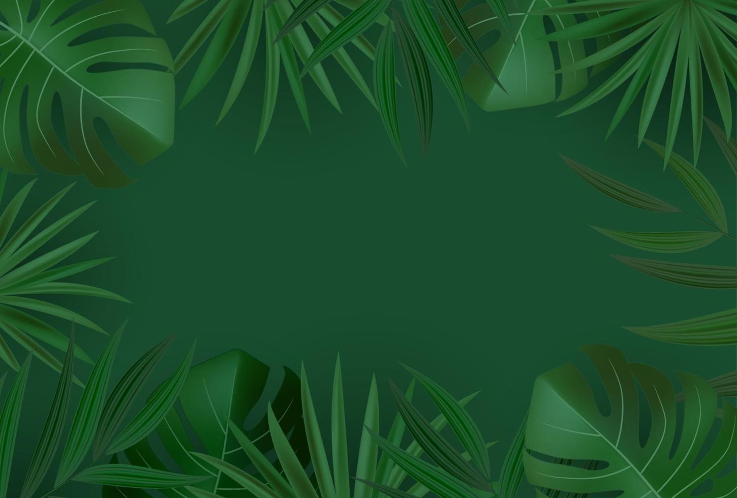natürlicher realistischer grüner und goldener tropischer hintergrund des palmblattes. Vektor-Illustration eps10 vektor