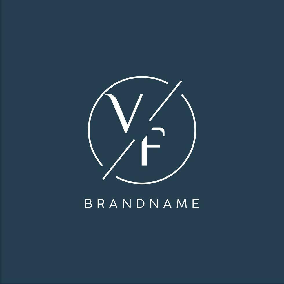 första brev vf logotyp monogram med cirkel linje stil vektor