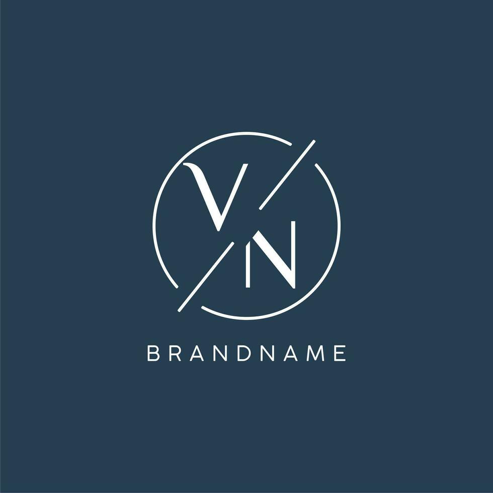 Initiale Brief vn Logo Monogramm mit Kreis Linie Stil vektor