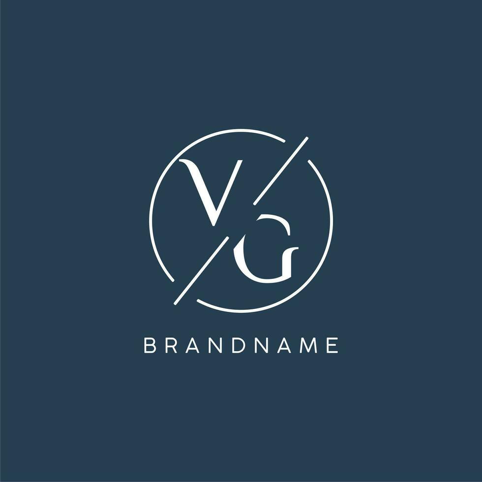första brev vg logotyp monogram med cirkel linje stil vektor