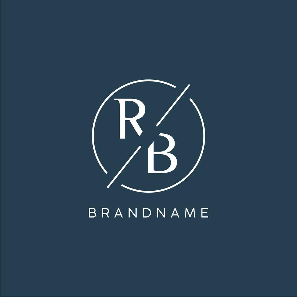 första brev rb logotyp monogram med cirkel linje stil vektor