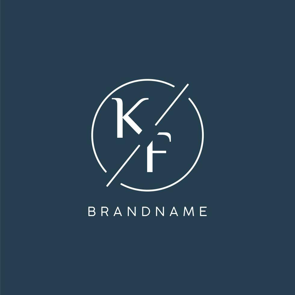 Initiale Brief kf Logo Monogramm mit Kreis Linie Stil vektor