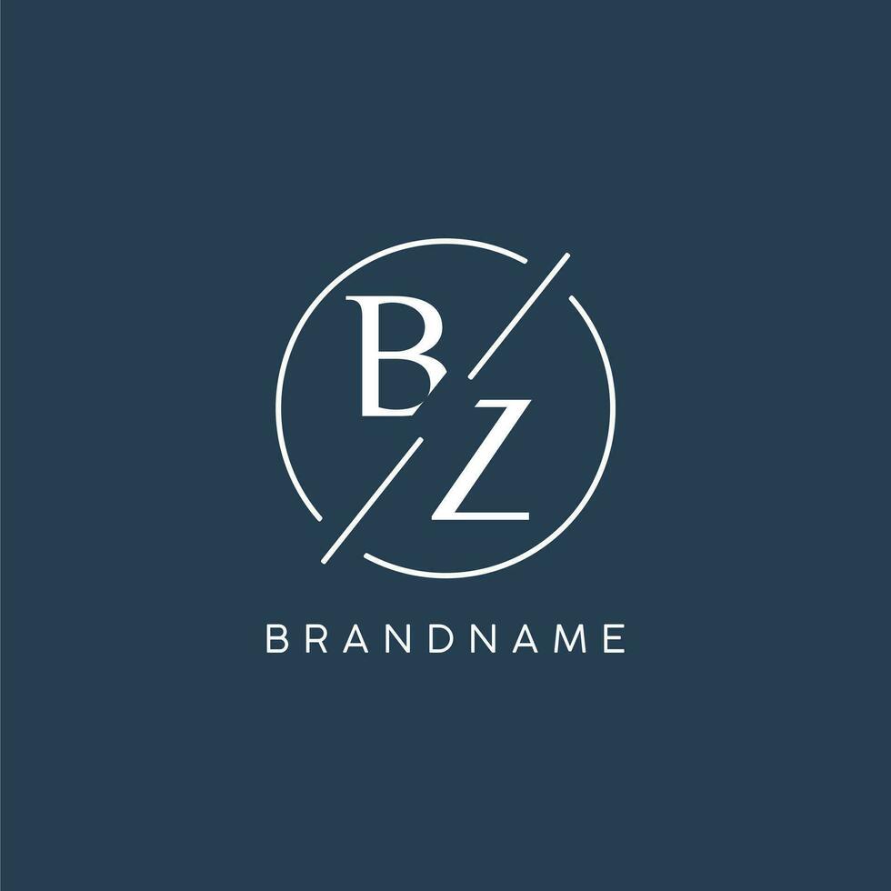 första brev bz logotyp monogram med cirkel linje stil vektor