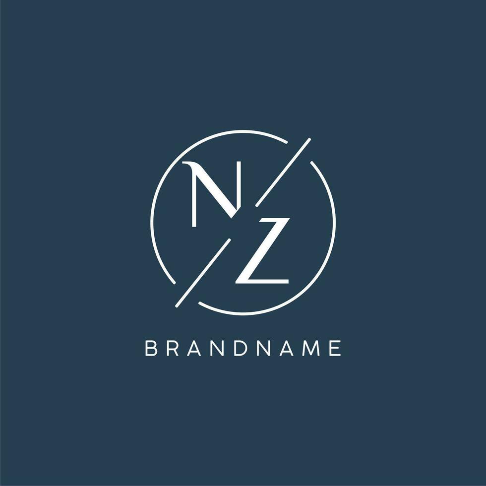 Initiale Brief nz Logo Monogramm mit Kreis Linie Stil vektor