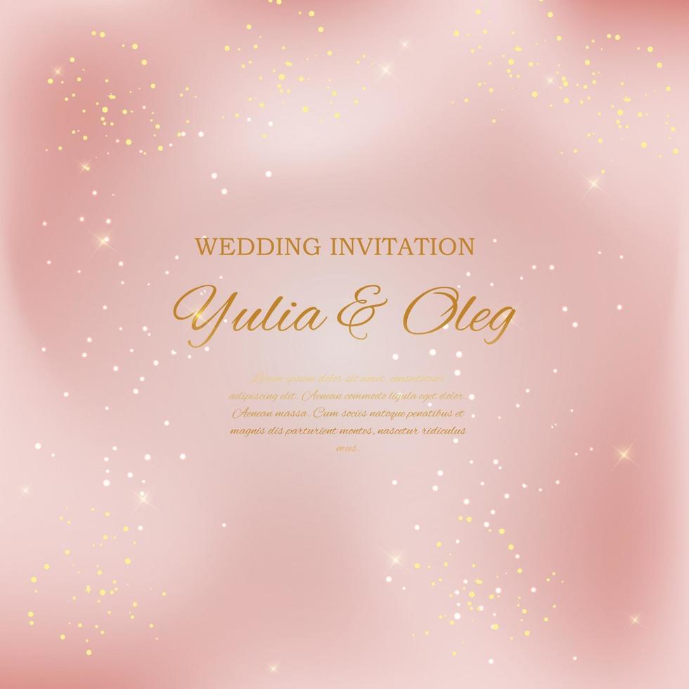 Hochzeitseinladung mit rosa glänzendem Sternhintergrund. Vektor-Illustration vektor