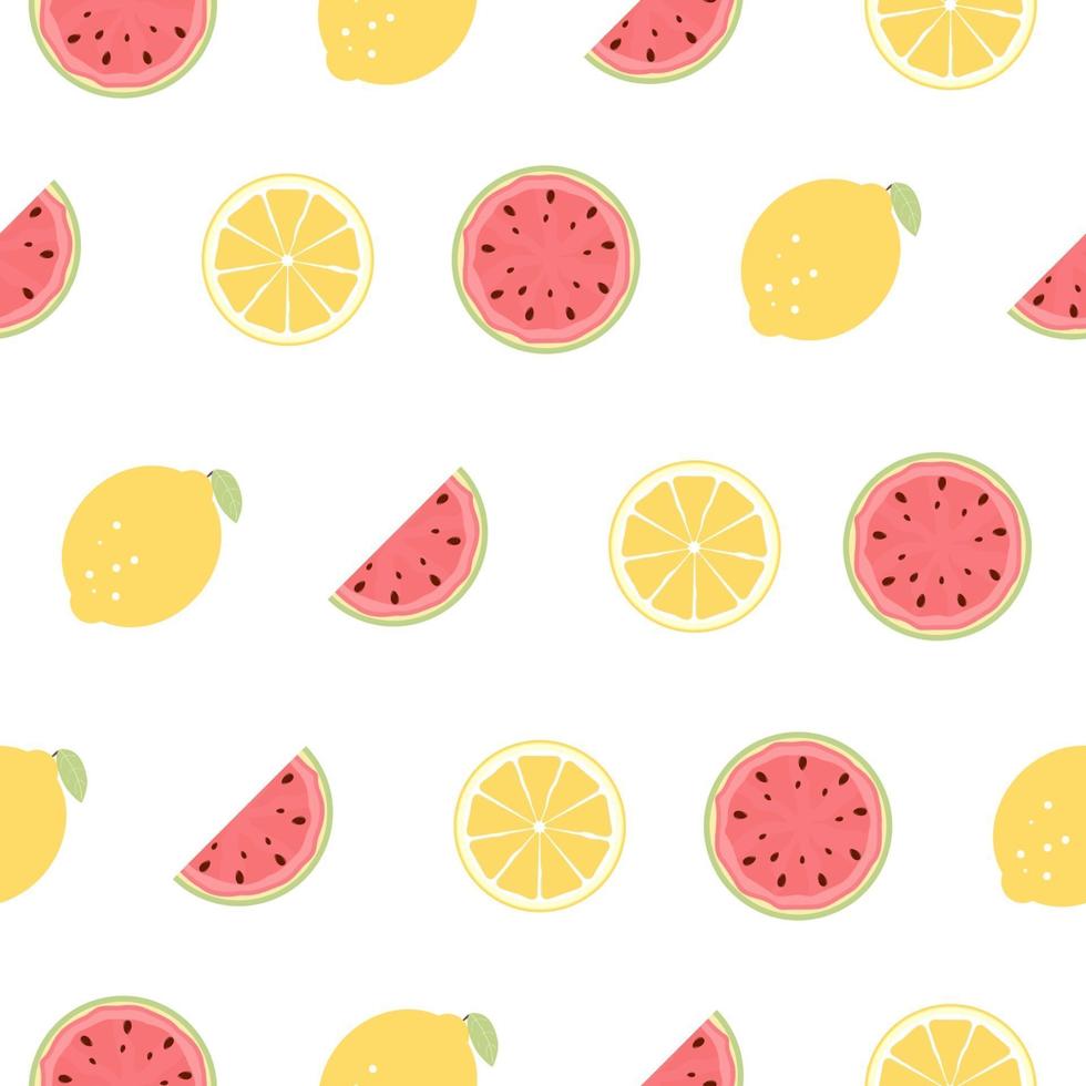 sömlösa mönster med citron och vattenmelon frukter. vektor illustration