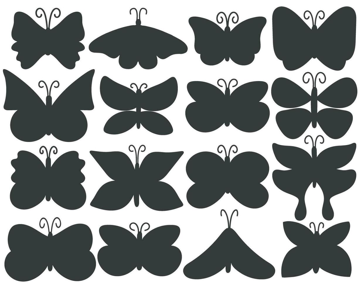 Tinte Silhouette Schmetterling einstellen Vektor Illustration