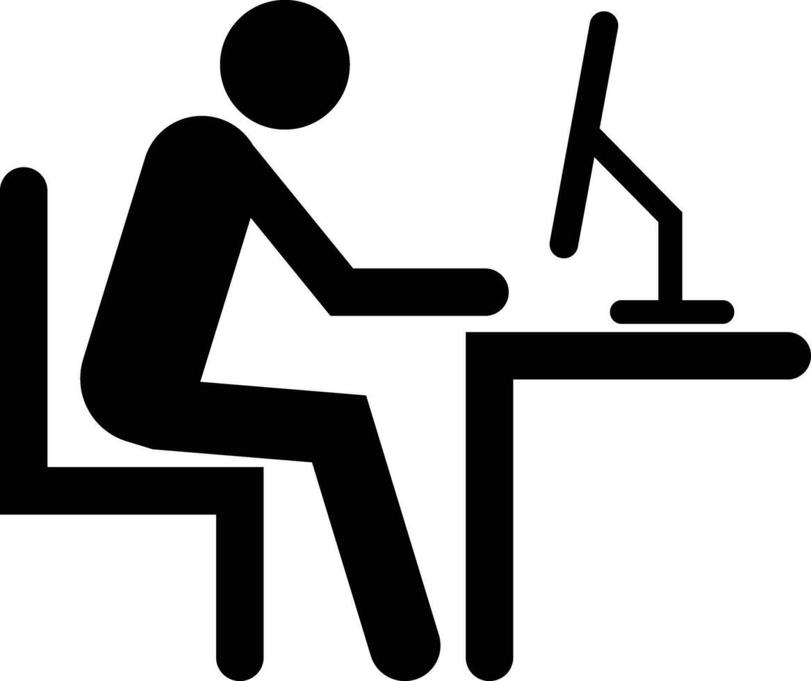 Person mit ein Computer Büro, Arbeit Symbol vektor