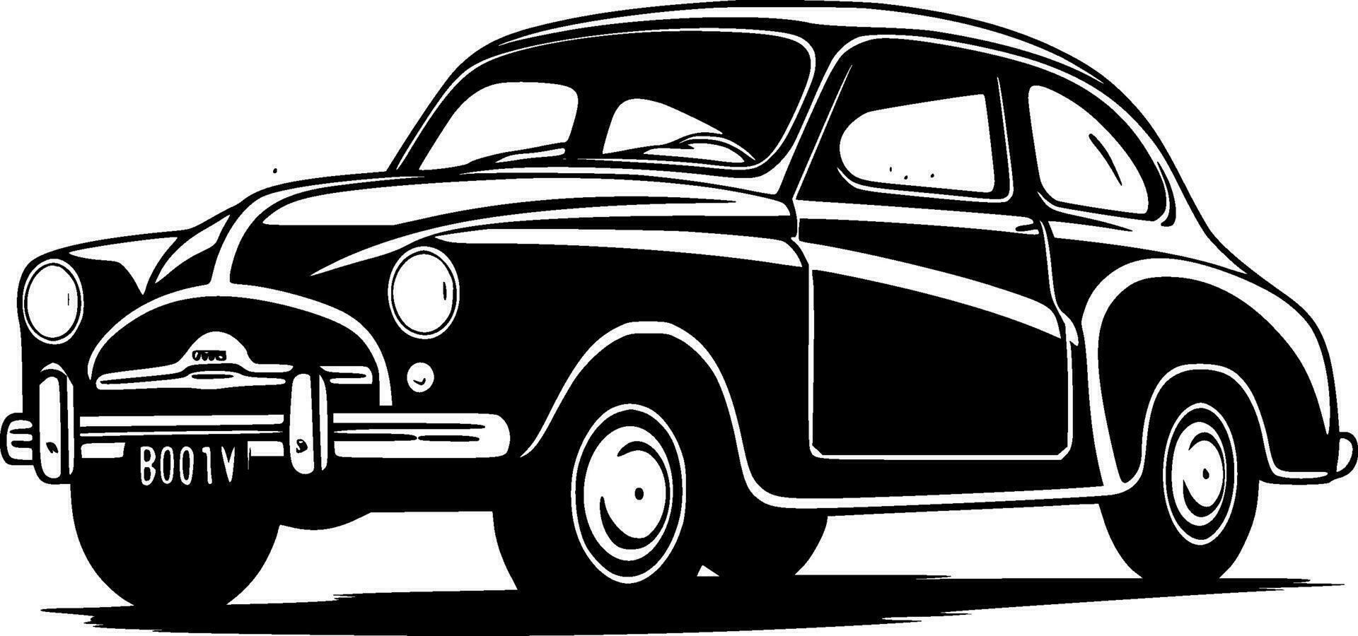bil - svart och vit isolerat ikon - vektor illustration