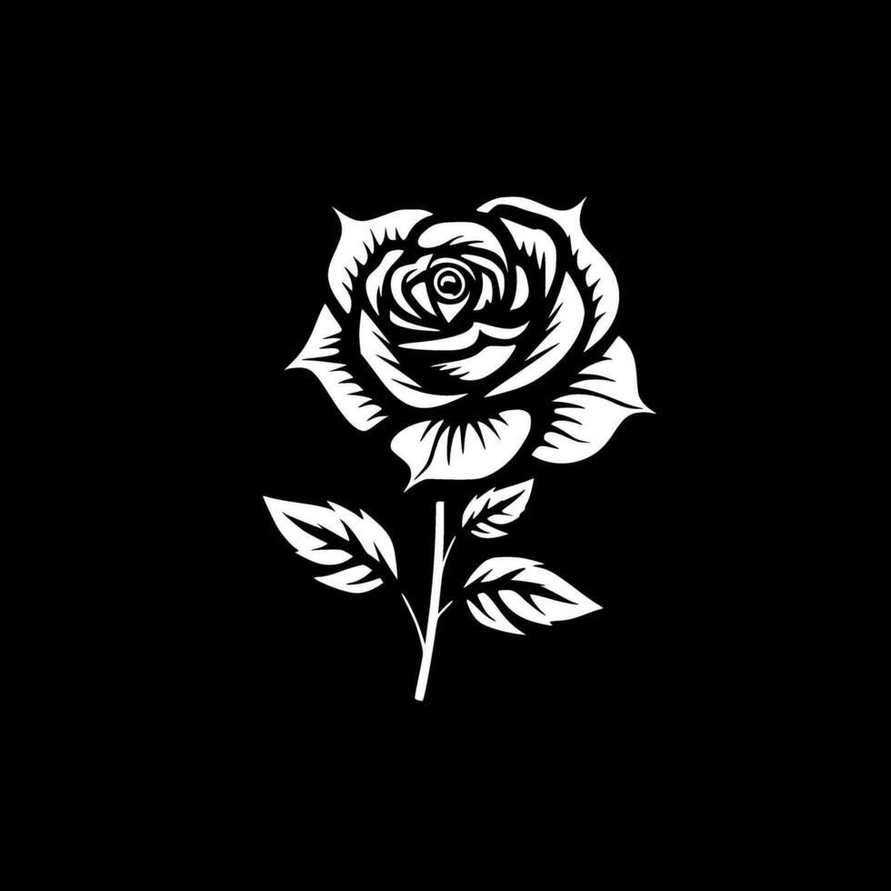 Rose - - schwarz und Weiß isoliert Symbol - - Vektor Illustration