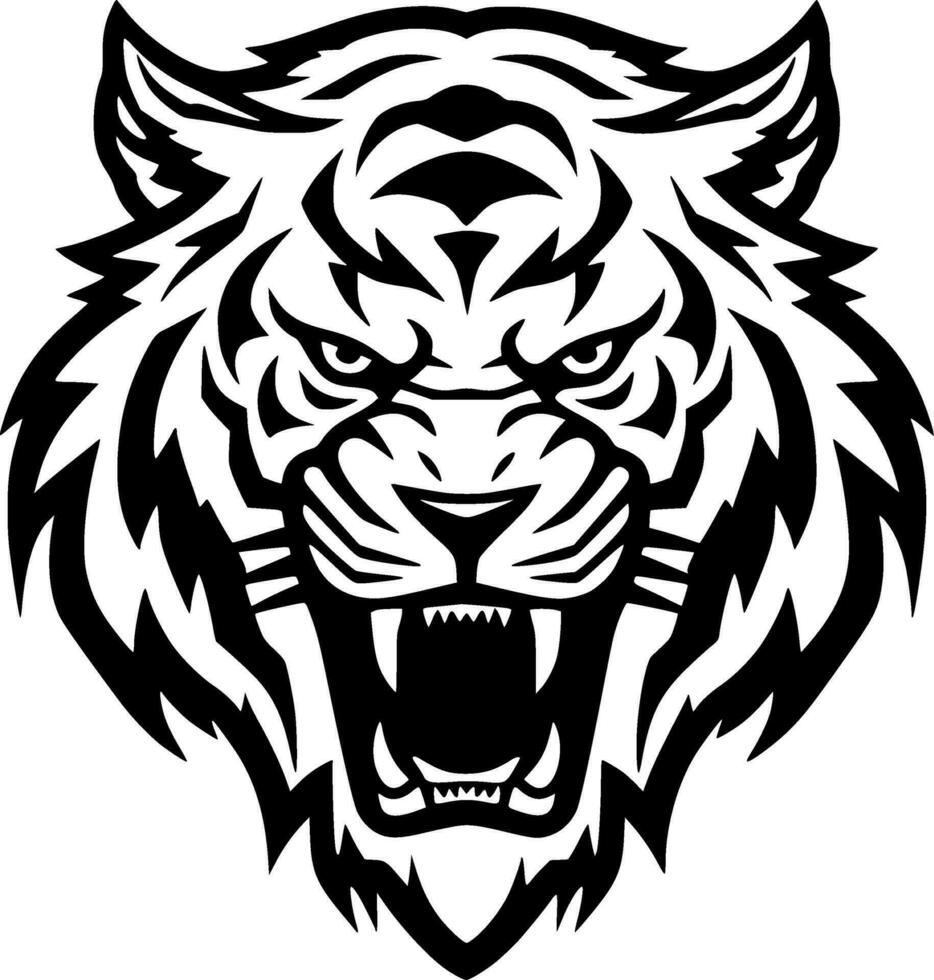 Tiger - - schwarz und Weiß isoliert Symbol - - Vektor Illustration