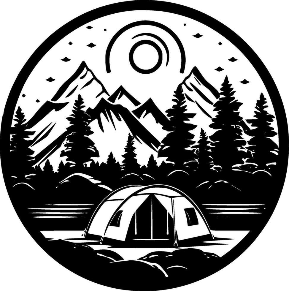 Camping - - minimalistisch und eben Logo - - Vektor Illustration