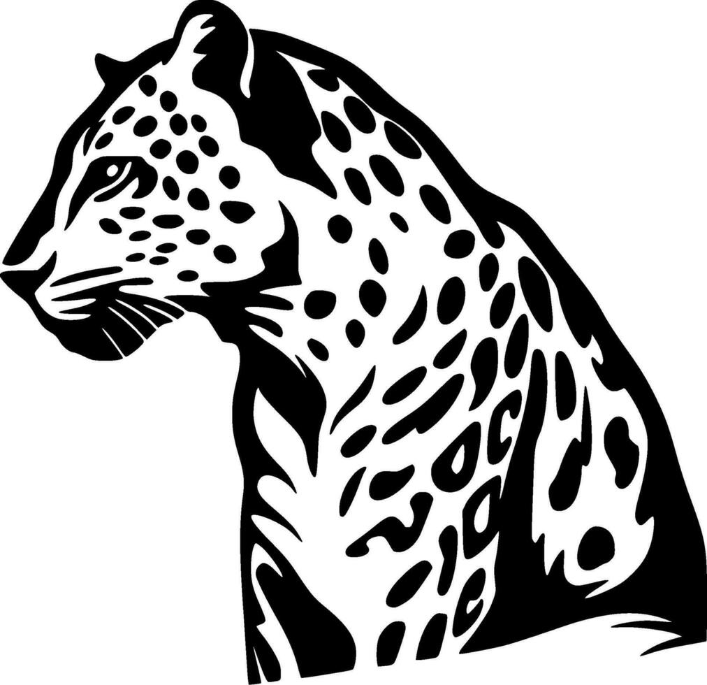 leopard - svart och vit isolerat ikon - vektor illustration