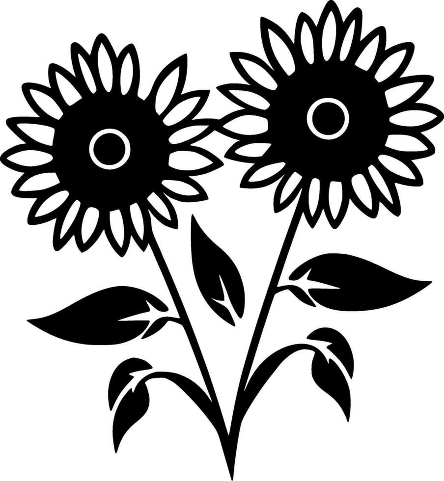 blommor, minimalistisk och enkel silhuett - vektor illustration