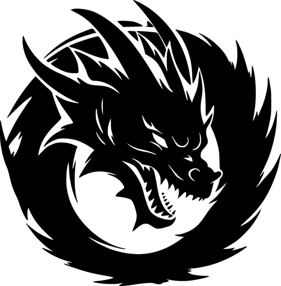 Drachen - - schwarz und Weiß isoliert Symbol - - Vektor Illustration