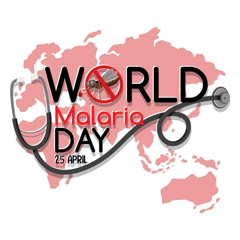 Weltmalaria-Tagesschrift auf Weltkartenhintergrund vektor