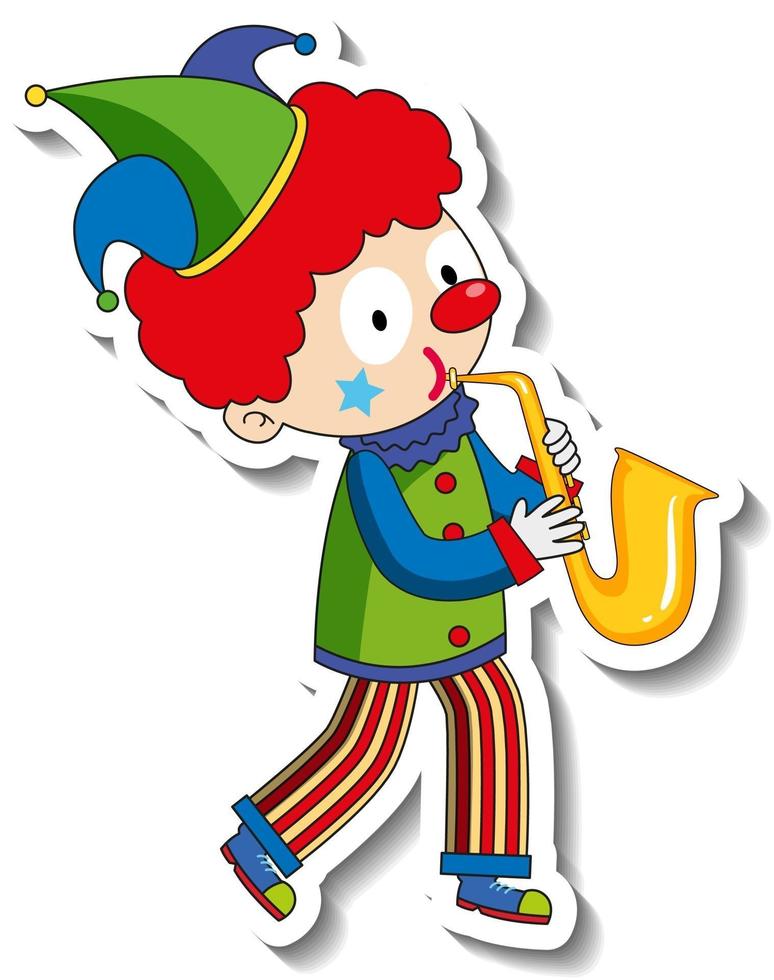 klistermärke mall med glad clown seriefigur vektor