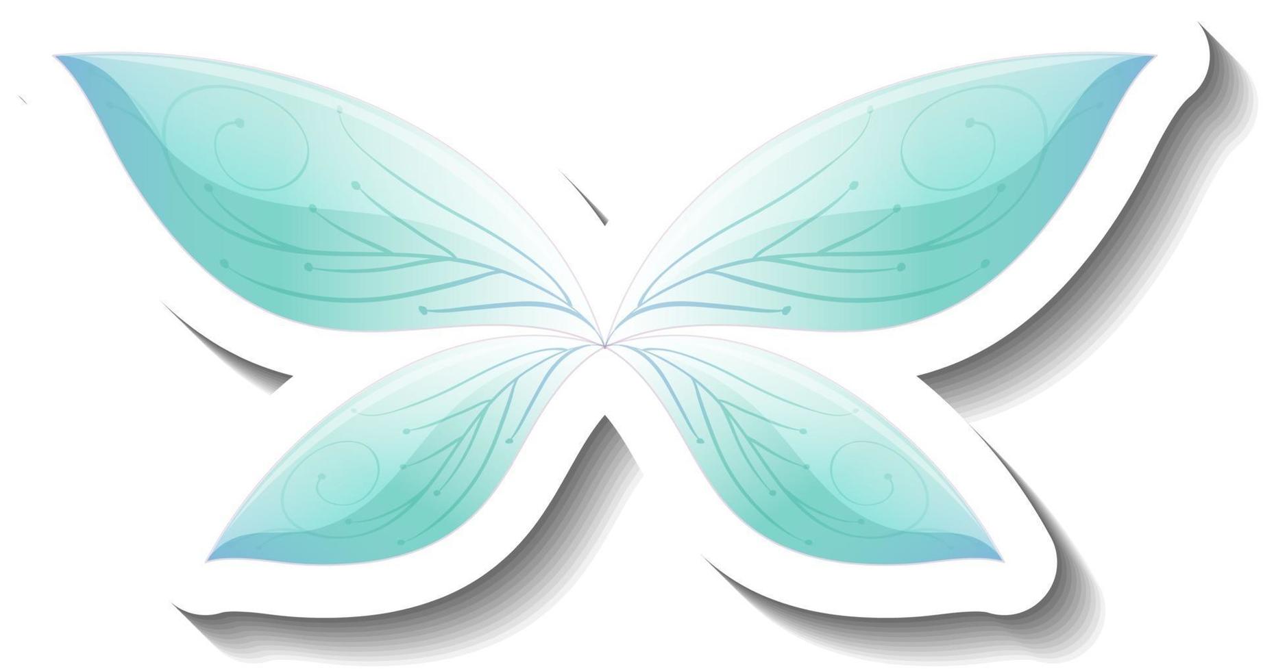 eine Stickervorlage mit blauem Schmetterling im Märchenstil vektor