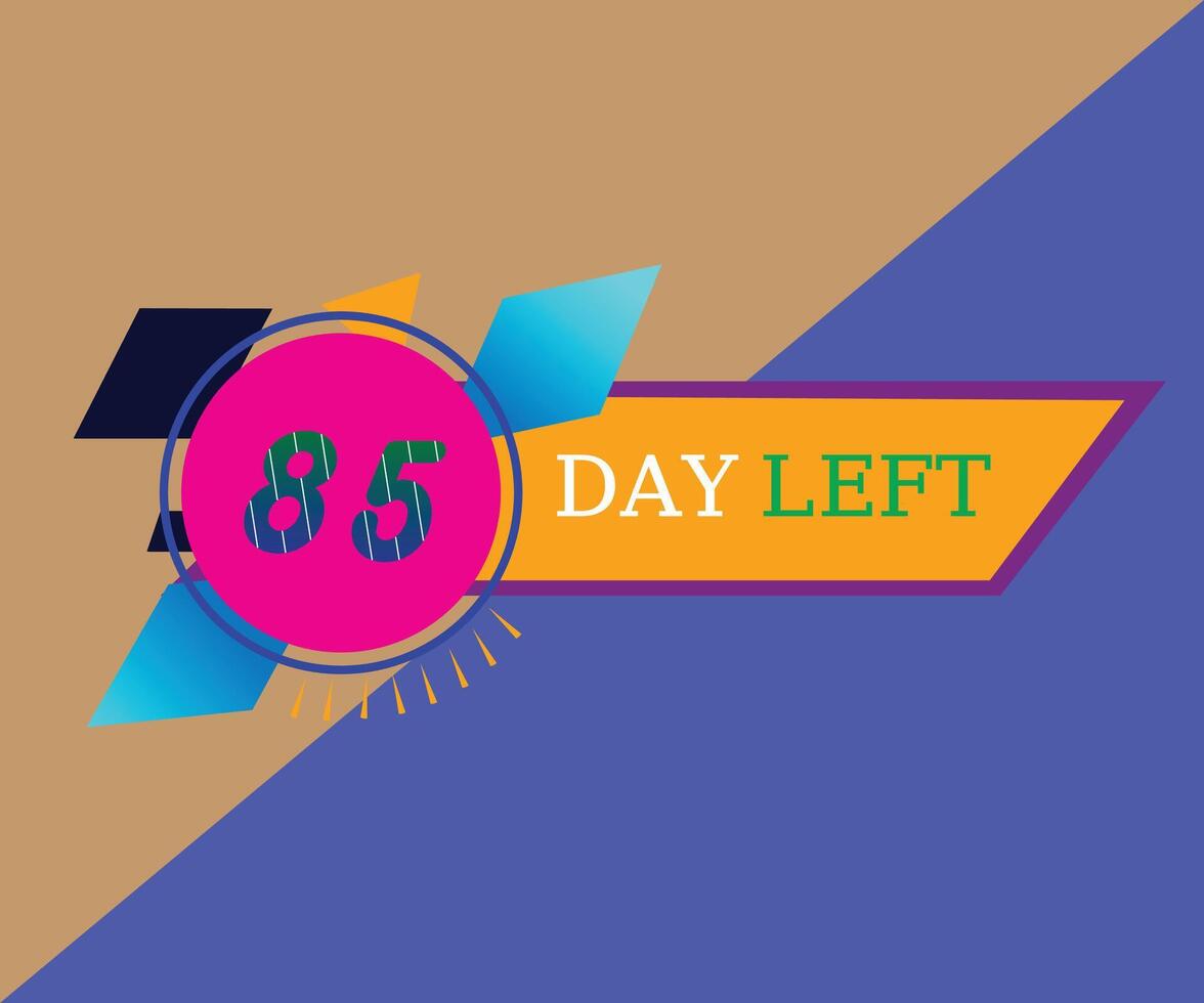 85 Tage links und Countdown Banner Design vektor