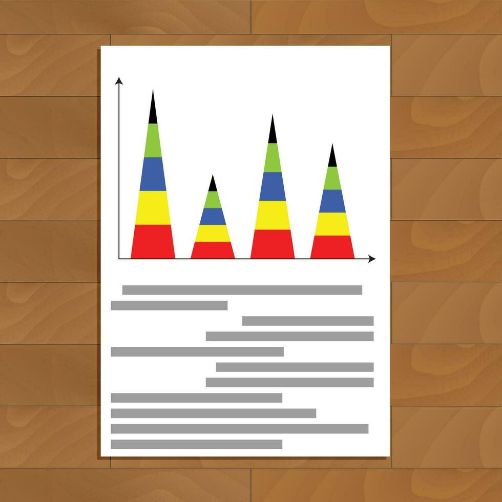 Vertikale pyramidenförmig Statistiken Graph. Analytik finanziell Graph und Rate, Vektor Illustration