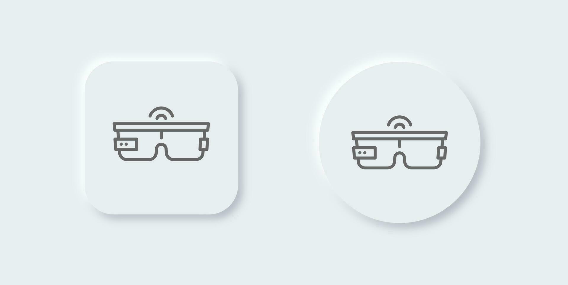 Clever Brille Linie Symbol im neomorph Design Stil. Zukunft Technologie Zeichen Vektor Illustration.