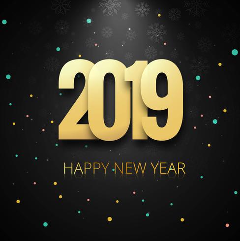 Gott nytt år 2019 kort firande färgstark bakgrund vektor