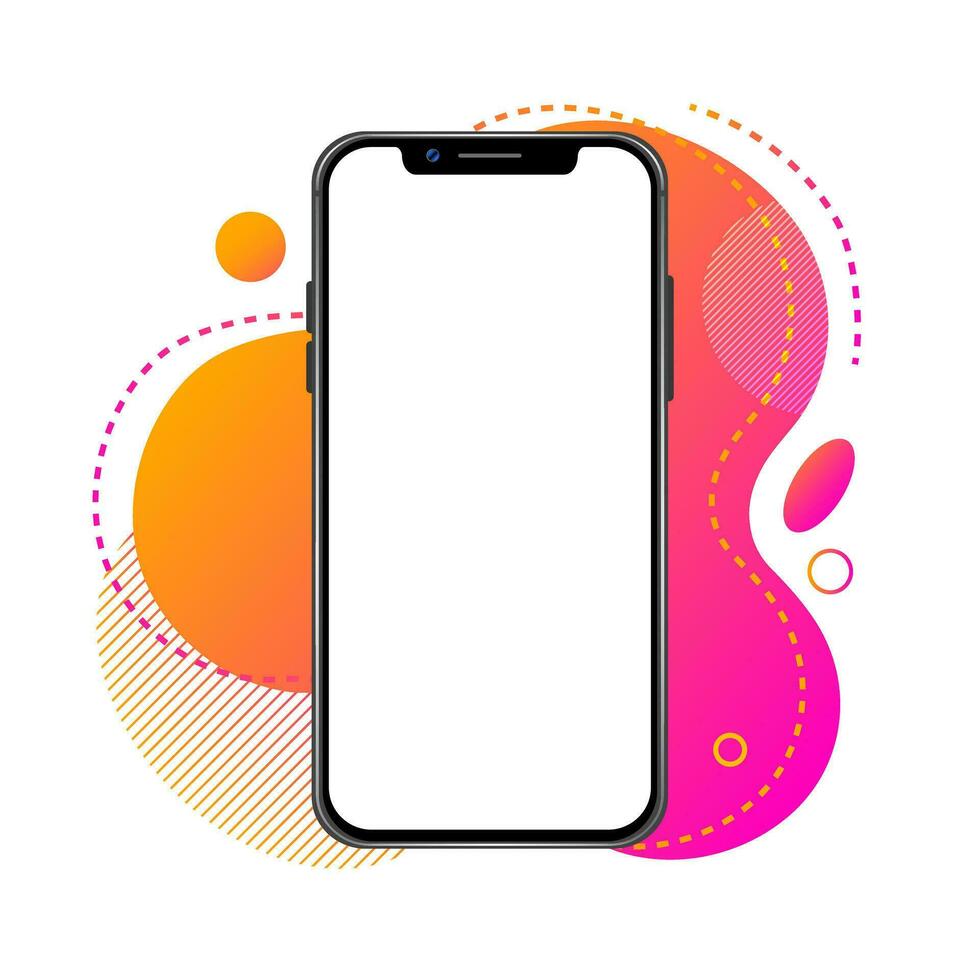 modern smartphone enhet färgrik flytande element monter attrapp vektor illustration