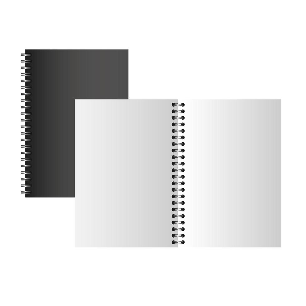 isoliertes Mockup offenes Notebook-Vektordesign vektor