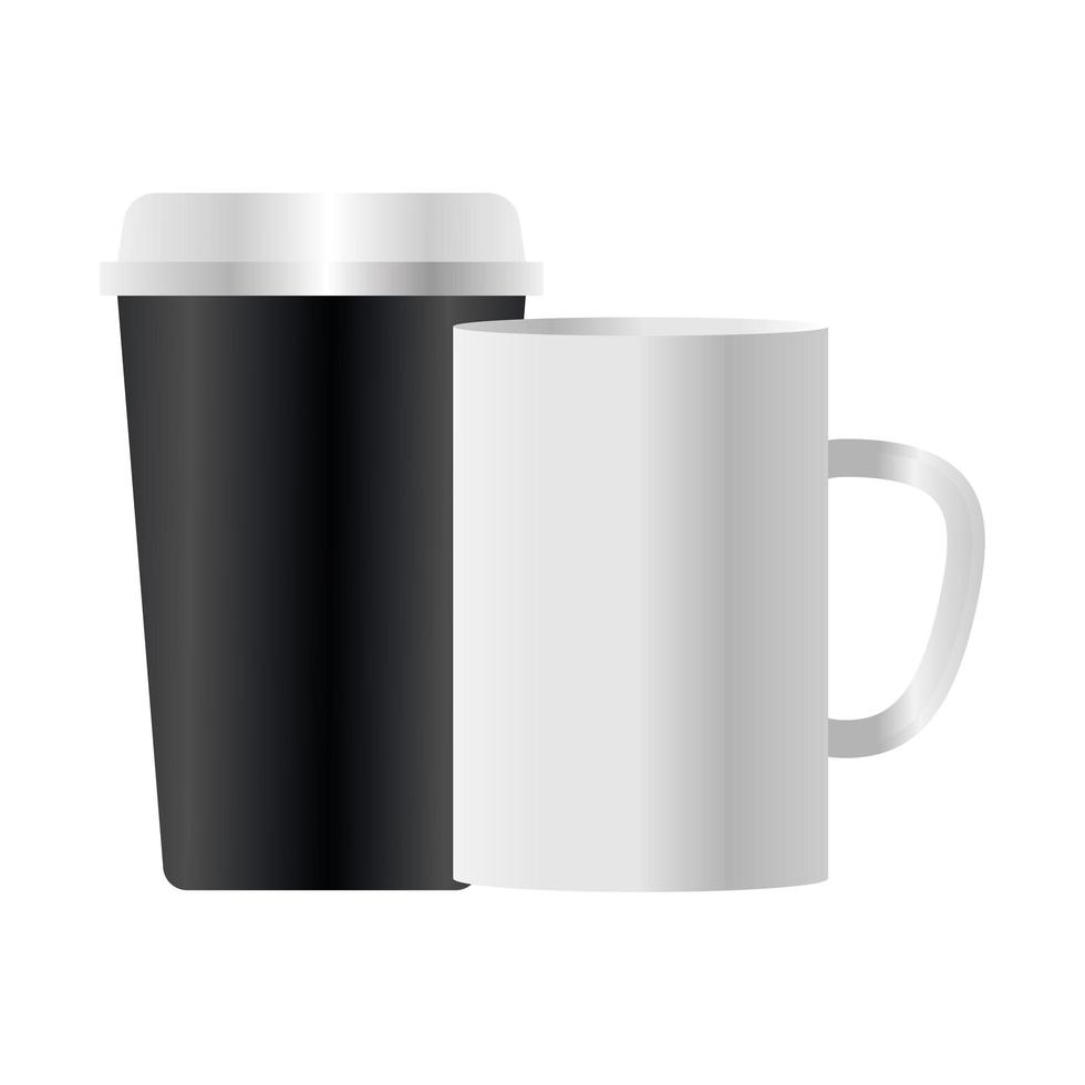 isolerad mockup kaffe muggar vektor design