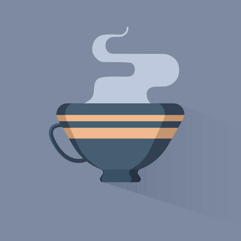 kaffe kopp med ånga på en grå bakgrund. vektor platt design objekt