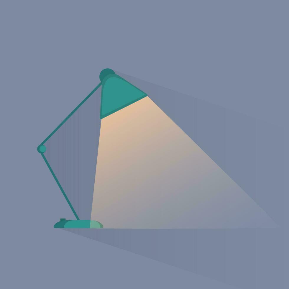tabell lampa ikon med stråle av ljus, platt design stil. skrivbord lampa modern vektor illustration