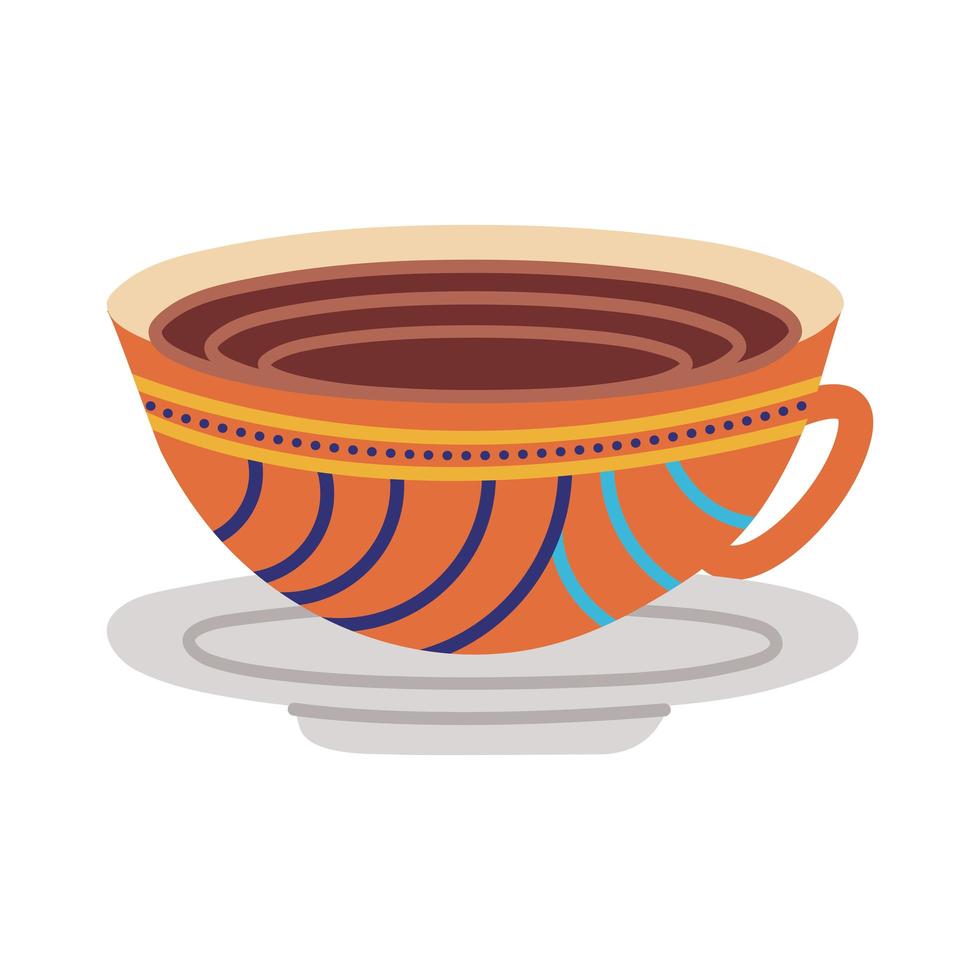 skål och keramisk kopp med slag platt stilikon vektor