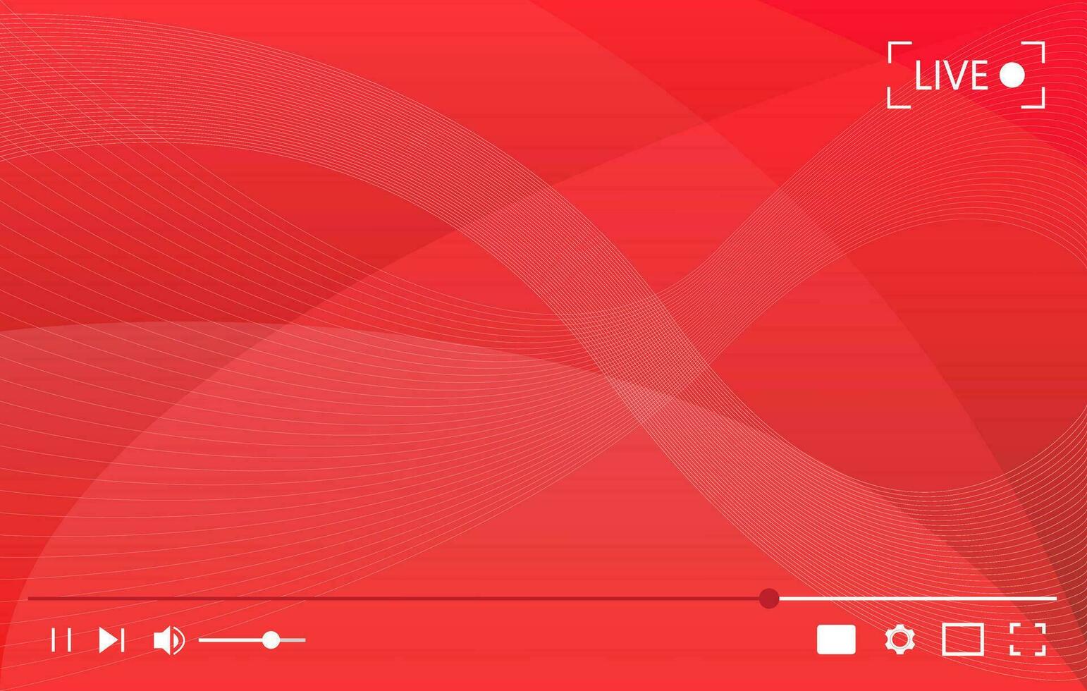 Multimedia Video Spieler mit rot wellig Hintergrund, Leben Streaming Abdeckung, Vektor Illustration