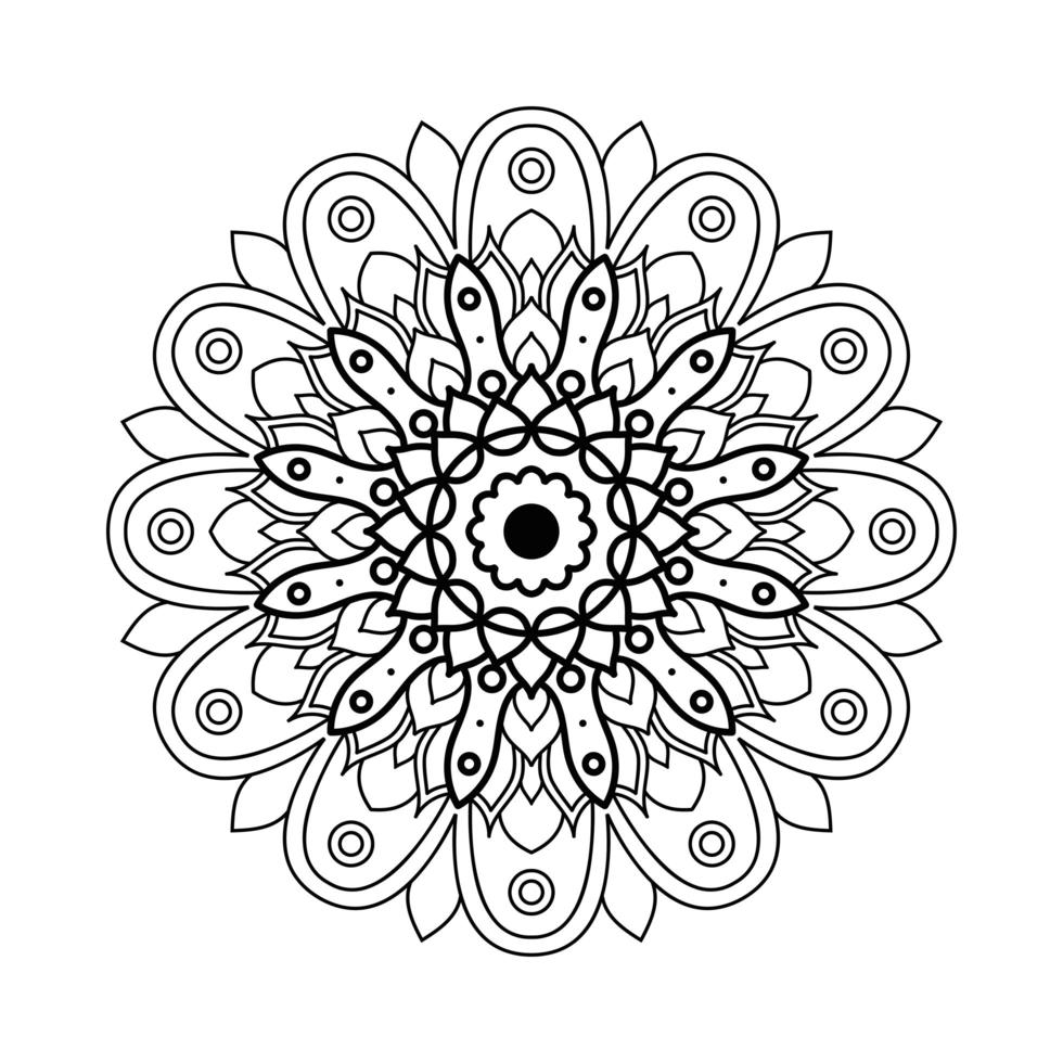 dekorative floral monochrome Mandala Ethnizität künstlerische Ikone vektor