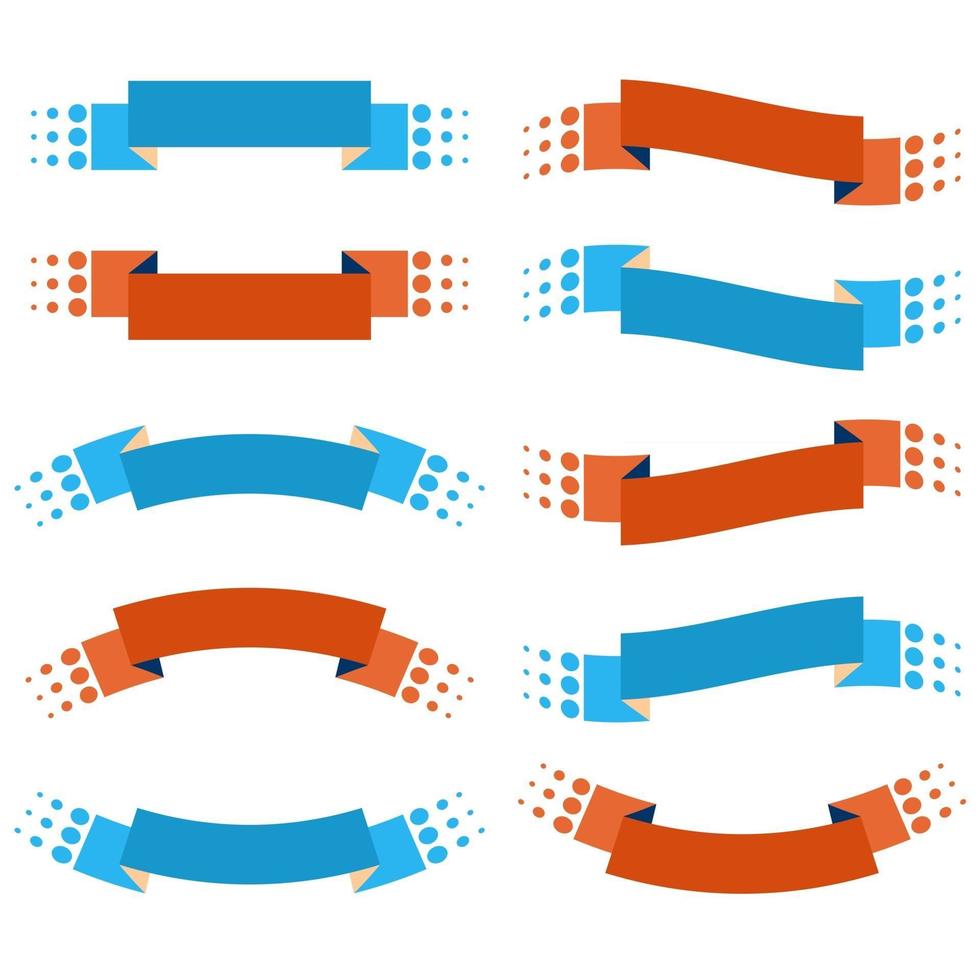 uppsättning av 10 platta färgade isolerade bandbanderoller. lämplig för design. vektor