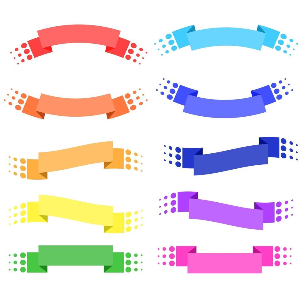 uppsättning av 10 platta färgade isolerade bandbanderoller. lämplig för design. vektor