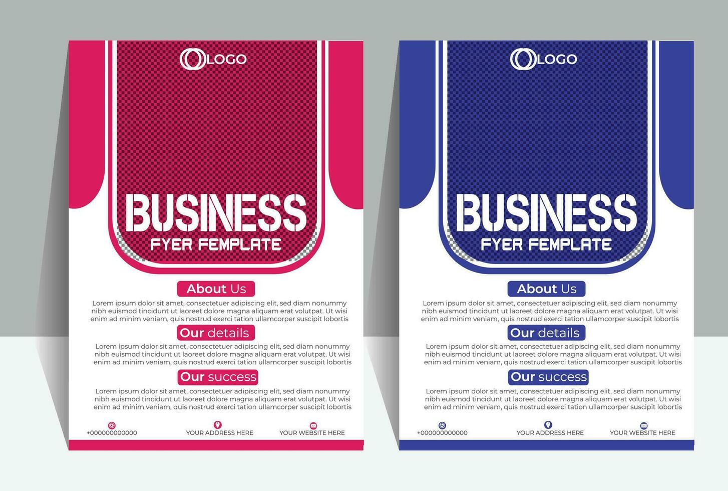 Geschäft Flyer Design Weiß Hintergrund Design Farbe Rosa und Blau vektor