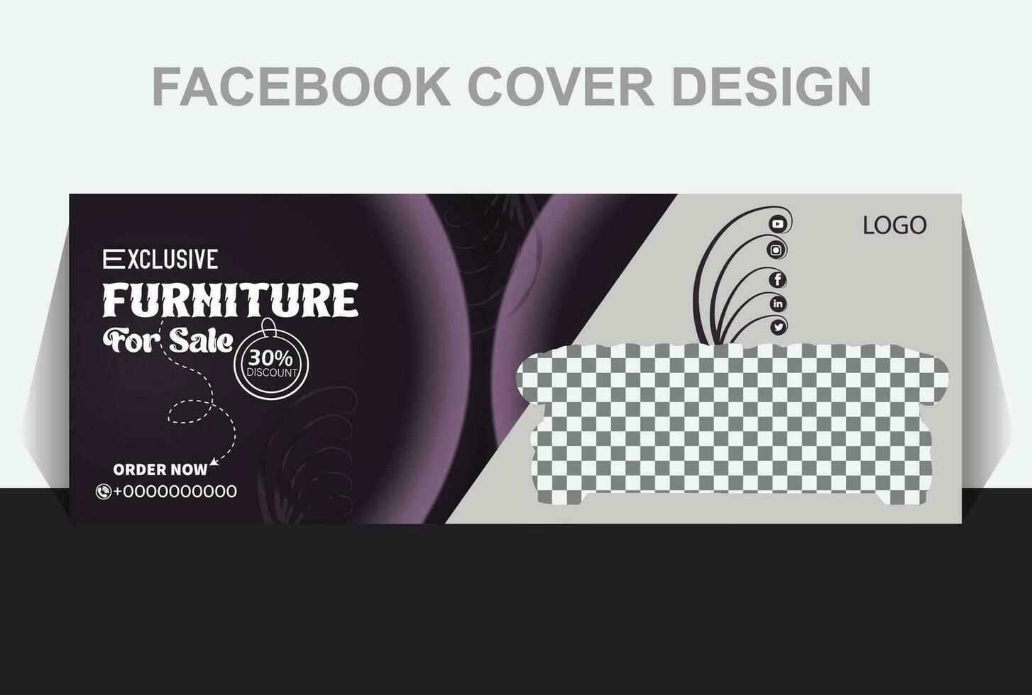 Geschäft Möbel Facebook Startseite Design Gradian Farbe und Weiß vektor