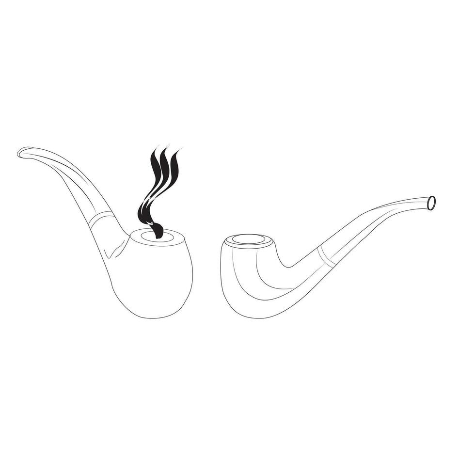 Tabak Rohr Hand Zeichnung Jahrgang Clip Kunst.alt gestaltet Rohre isoliert auf Weiß Hintergrund. vektor