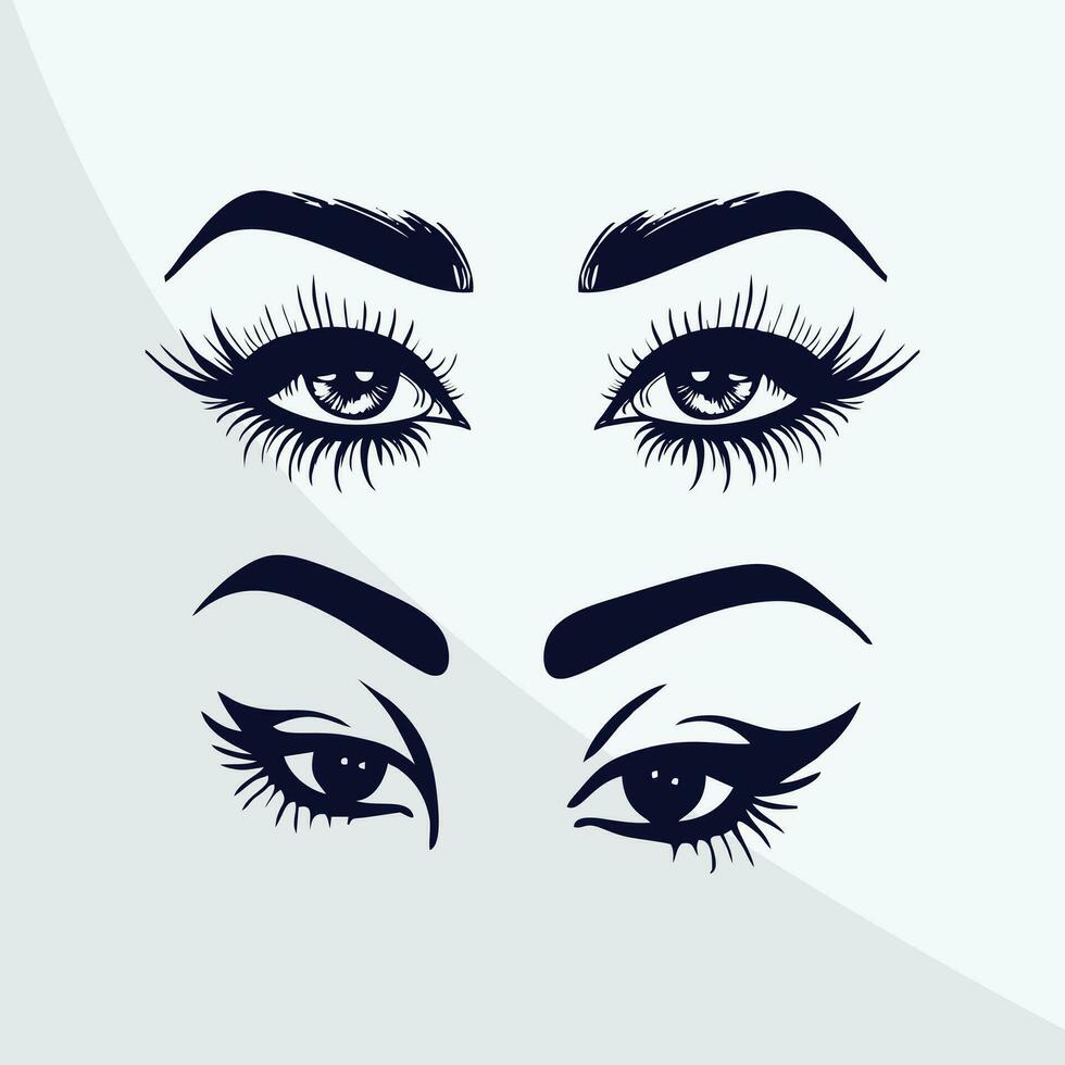 vektor teckning av kvinna ögon uppsättning