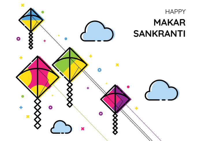 Makar Sankranti drakar vektor