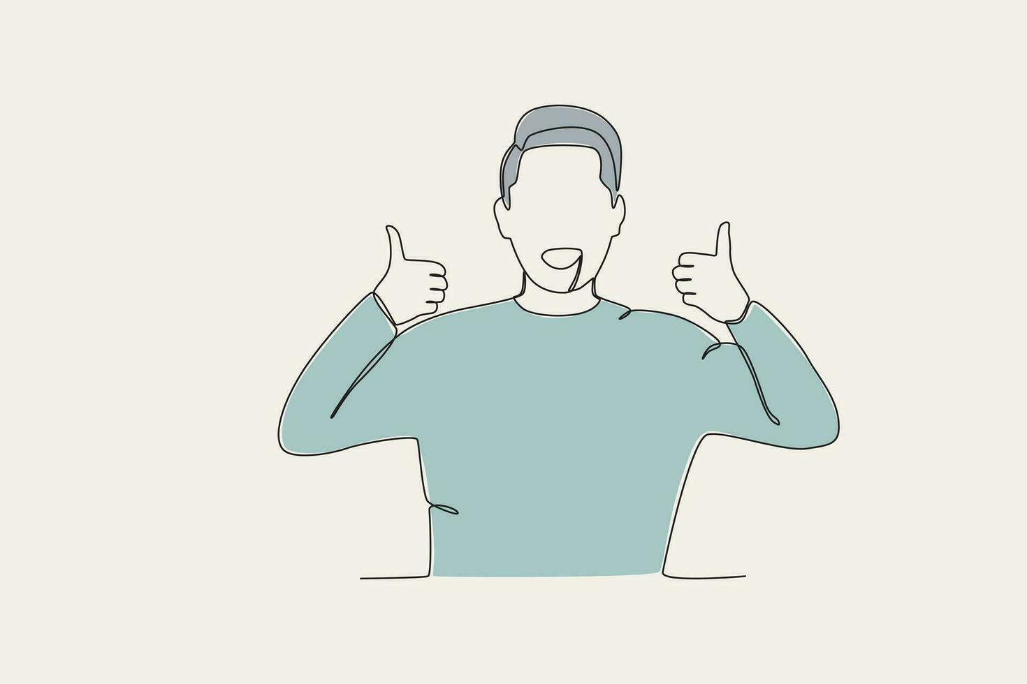 Färg illustration av en leende man ger både tummen upp vektor