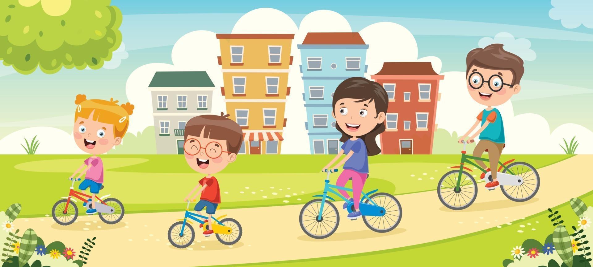 glückliche Familie, die zusammen Fahrrad fährt vektor