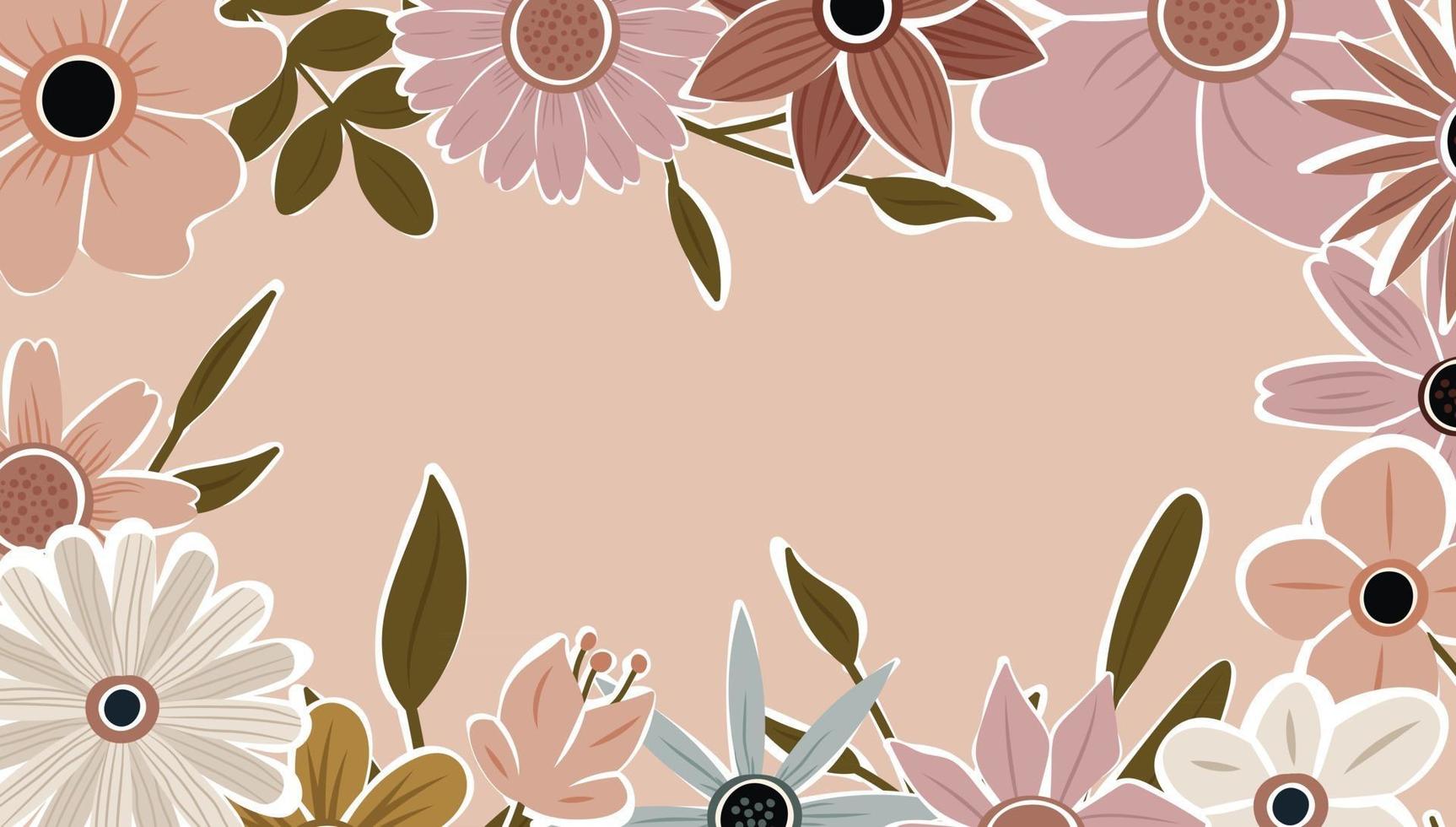 abstrakte Kunst Natur Hintergrund Vektor. trendiger Pflanzenrahmen. Design Hintergrundfarbe Blumen, dekorativer schöner Garten. botanische blätter und florales musterdesign für sommerverkaufsbanner. vektor