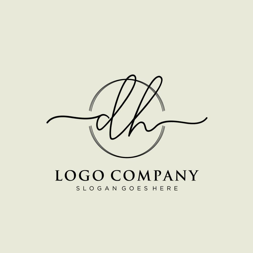 Initiale dh feminin Logo Sammlungen Vorlage. Handschrift Logo von Initiale Unterschrift, Hochzeit, Mode, Schmuck, Boutique, Blumen- und botanisch mit kreativ Vorlage zum irgendein Unternehmen oder Geschäft. vektor