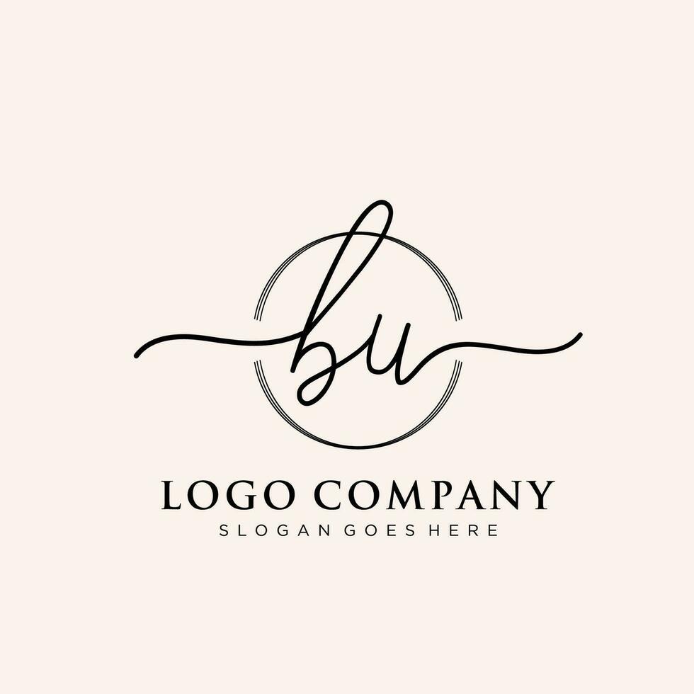 Initiale bu feminin Logo Sammlungen Vorlage. Handschrift Logo von Initiale Unterschrift, Hochzeit, Mode, Schmuck, Boutique, Blumen- und botanisch mit kreativ Vorlage zum irgendein Unternehmen oder Geschäft. vektor