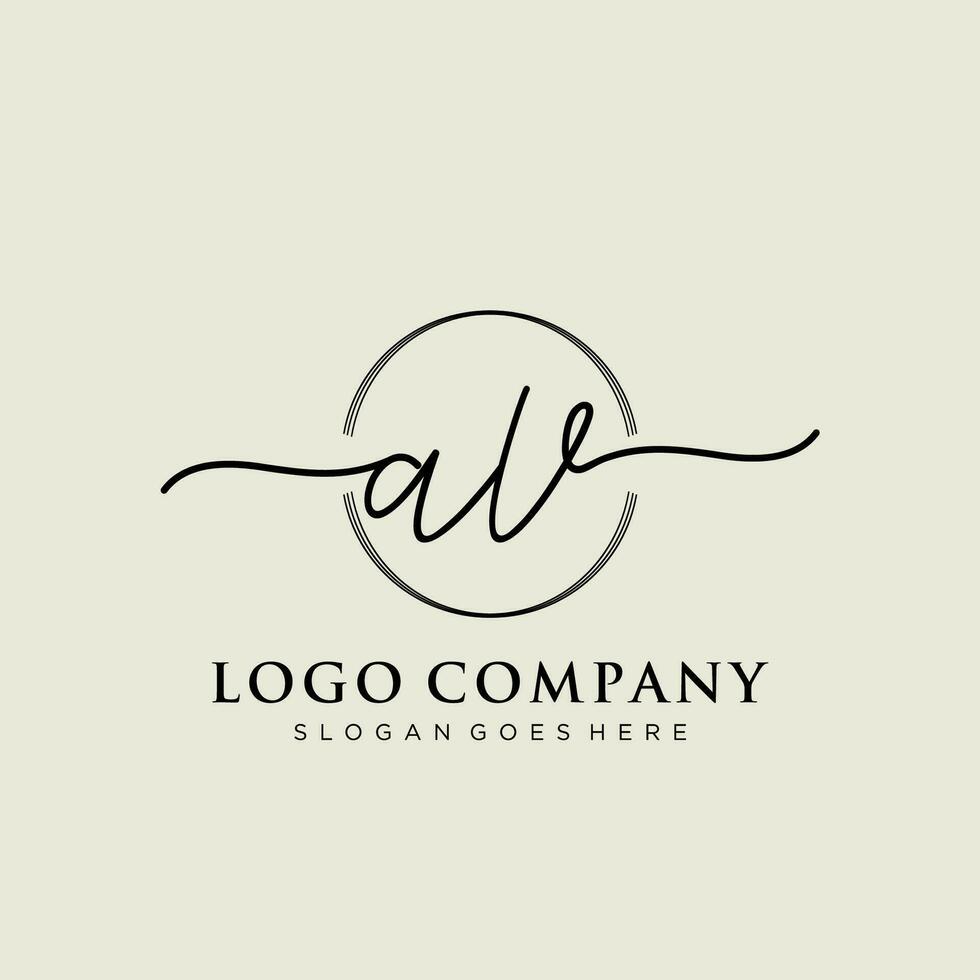 Initiale ein V feminin Logo Sammlungen Vorlage. Handschrift Logo von Initiale Unterschrift, Hochzeit, Mode, Schmuck, Boutique, Blumen- und botanisch mit kreativ Vorlage zum irgendein Unternehmen oder Geschäft. vektor