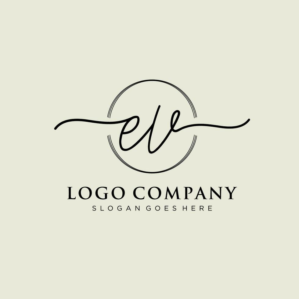 Initiale ev feminin Logo Sammlungen Vorlage. Handschrift Logo von Initiale Unterschrift, Hochzeit, Mode, Schmuck, Boutique, Blumen- und botanisch mit kreativ Vorlage zum irgendein Unternehmen oder Geschäft. vektor